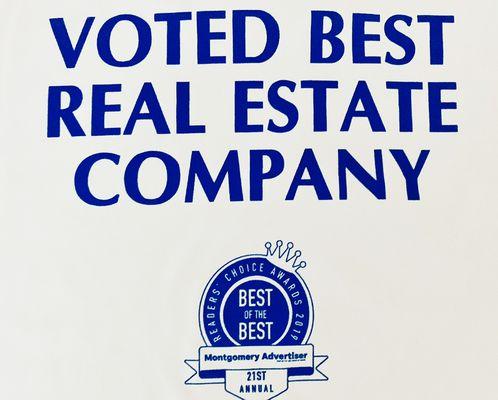 Voted Montgomery's Best Real Estate company in 2019!!!