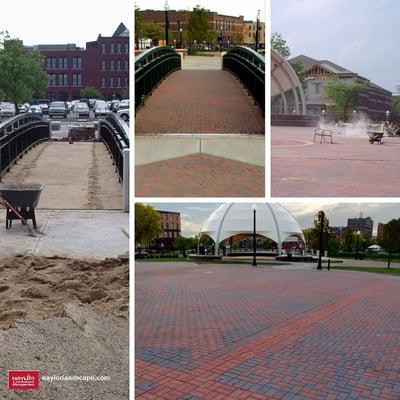 Commercial Project - Arcadia Creek Festival Site paver installation. Kalamazoo, MI