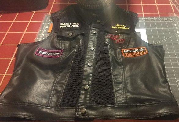 ADDED PATCHES TO MOTORCYCLE VEST