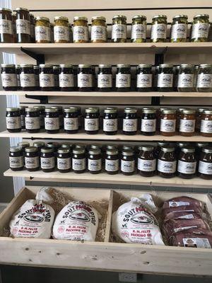 Jams, jellies, preserves, apple butter, salsa, sauces, pickles, country ham, and more!