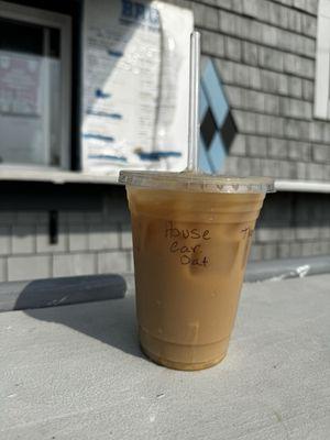 House caramel coffee with oat milk