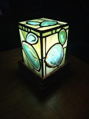 We have an exclusive line of stained glass and agate lamps made here in the studio. The perfect gift for that someone who has everything.