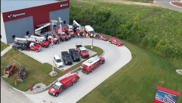 Aerial view of our office and equipment