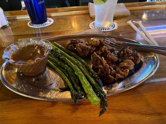 Chicken livers (don't judge) and fresh asparagus!!