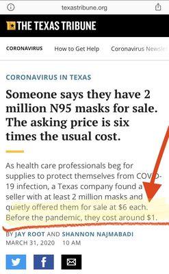 Checked pricing to be sure the raceway on west and Eldridge was in fact horribly price gouging face masks during Covid-19.