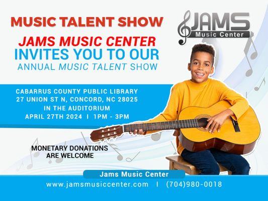 Jams Music Center has two talent shows a year for students to show off their musical talents.