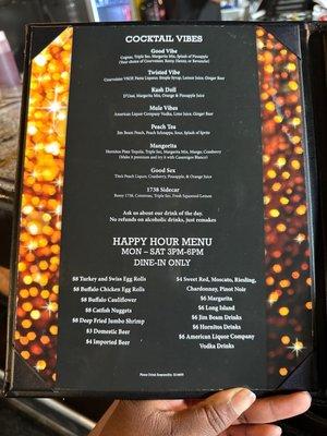 Happy Hour Menu / Drink Menu