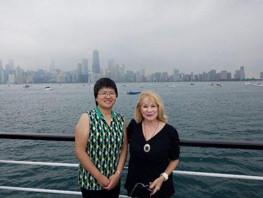 Enjoying a lake cruise & our skyline.