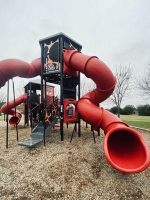 Green Park -- view of the larger of the playground structures (fire truck theme)