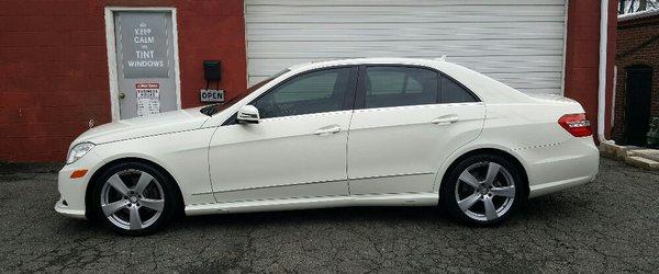 This very sophisticated Mercedes Benz E-Class was tinted using 40% tints... just enough privacy for the car and not to dark.