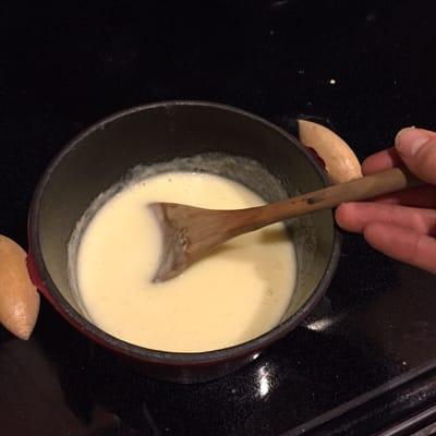 Making cheese fondue!