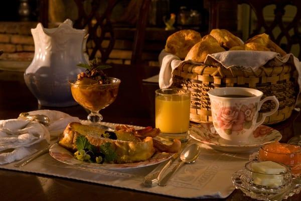 Decadent 3 course candlelight breakfast using fresh ingredients raised right here on the farm.