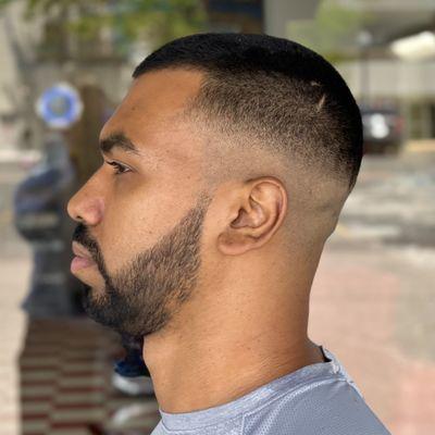 Razor Fade and beard trim with straight razor