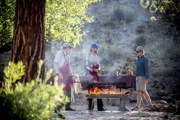 Wilderness cooking at camp