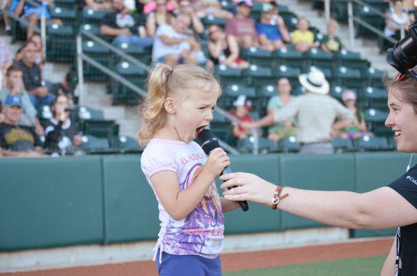 You could be a lucky fan to say "Play Ball"