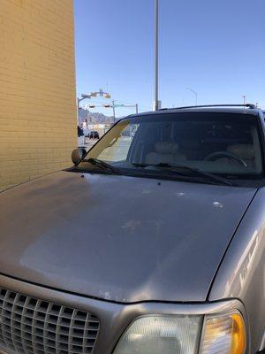 Alma's truck got a new windshield today, she is happy.