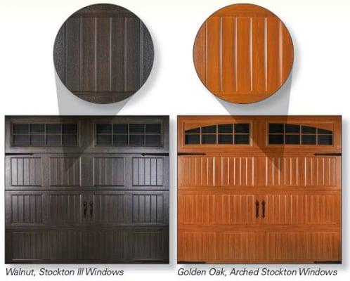 wood grain color steel garage door