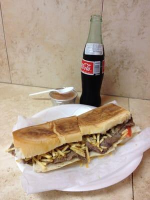 Cubano, leche asada, and Coke.