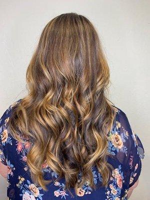 Overall color with highlights and balayage