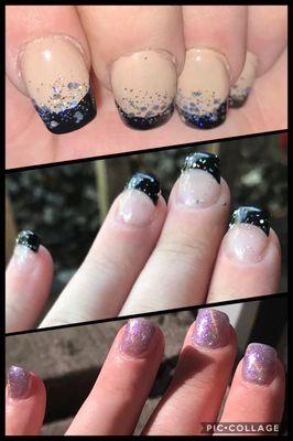 The top is the bad job from another salon. The middle is the fix & bottom is first fill in with cat eye polish