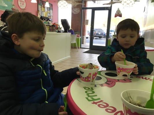 Boys enjoying a tasty treat