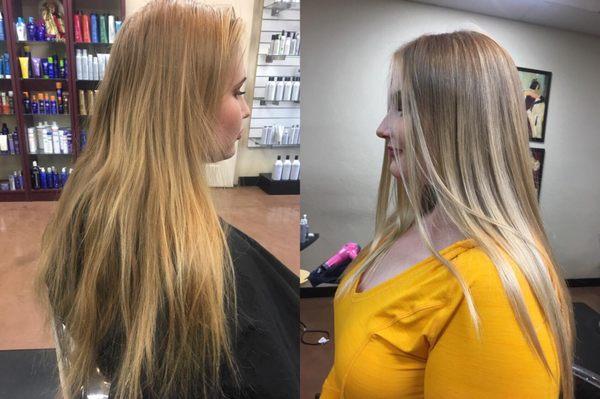 Balayage highlights  before and after