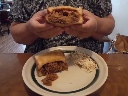 pulled pork BBQ on buttered Texas toast