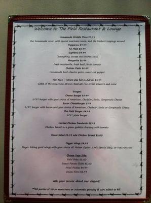 Restaurant menu