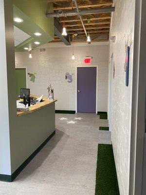 Our office is like a "walk in the park" with sidewalks and grass turf!