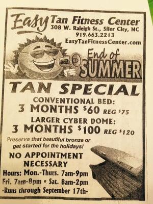 Great tanning packages