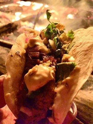 Fireside flank steak taco