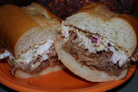 Our Fabulous Pulled Pork sandwich on Cuban with our own slaw