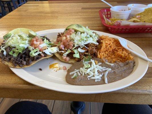 Tostada lunch special. I choose a Chicken & Steak.