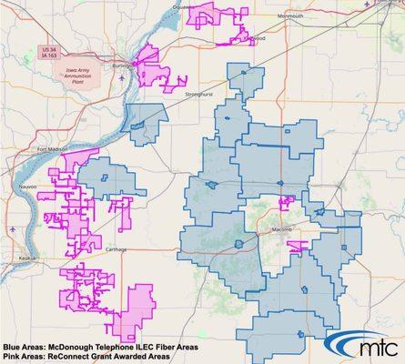 MTC Fiber Service and REConnect grant areas