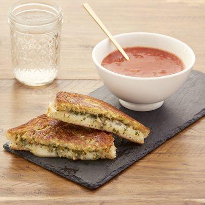 5 Cheese Grilled Cheese With Fresh Tomato Basil Soup