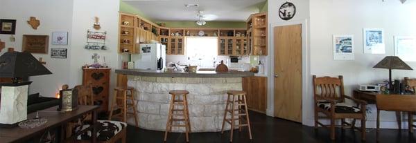 The kitchen inside the main house