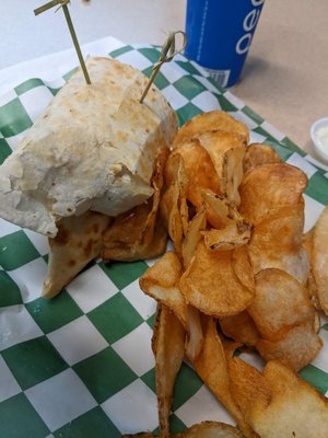 Turkey wrap with excellent hot chips