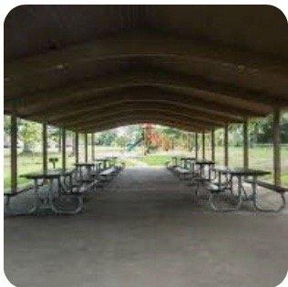 Gazebo you can rent with eight picnic tables (no grill).