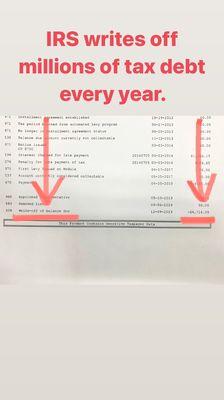 IRS writes off millions of tax debt every year.