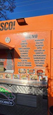 This is their actual location:  S. Sullivan St. & W. Hood Ave.              Full menu! Most tacos were $1 !