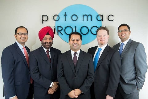 Potomac Urology physicians Dr. Alok Desai, Dr. Inderjit Singh, Dr. Nilay Gandhi, Dr. John Klein, and Dr. Pratik Desai