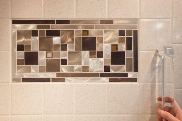 Tile Accents in maintenance free showers