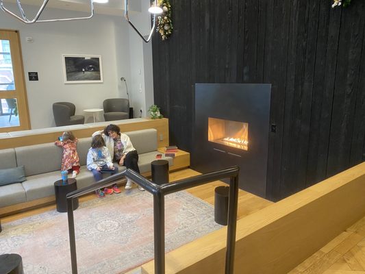 Conversation pit and fireplace