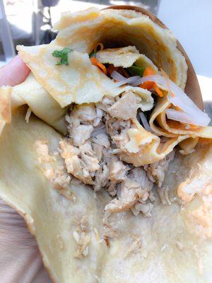 Chicken sriracha crepe. It's like shawarma... 8/25/16