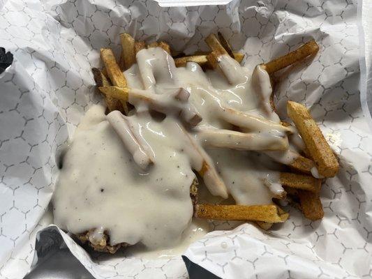 Chicken fried burger platter