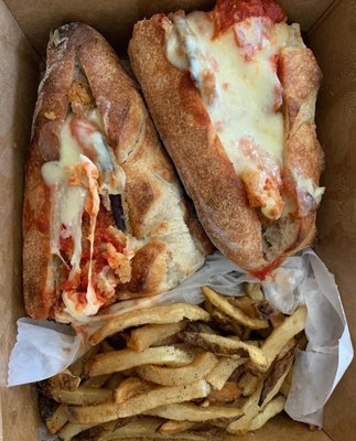 Eggplant parmigiana sandwich