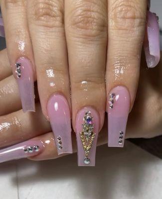 Medium long Nails bubble gum pink