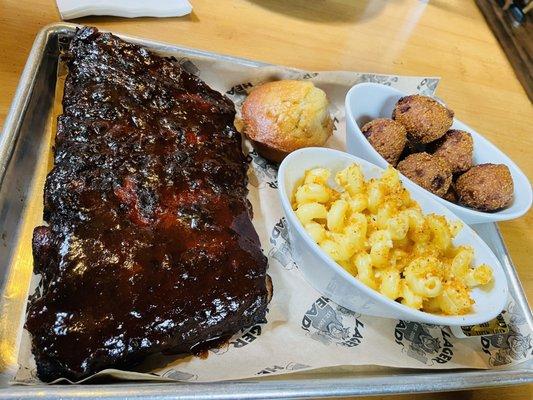 Half Rack, Mac-N-Cheese, Hush Puppies, Cornbread