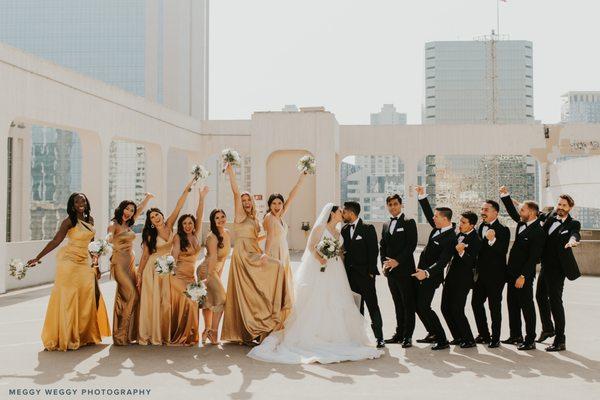 Wedding party on roof top