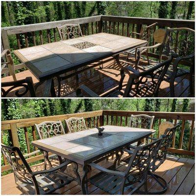 Power wash deck and outdoor furniture